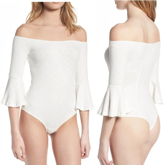 NBD Seduire Off-the-Shoulder Bodysuit in Ivory - Picture 1 of 8